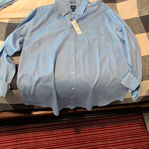 Reed Edward Men's 2XL Slim Fit Blue Long Sleeve Button-Down Shirt Pockets